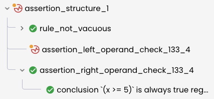 Screenshot of sanity structure for implication